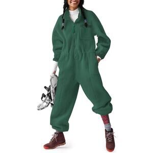 Womens Fleece Jumpsuit Onesie Winter Warm Overalls Large